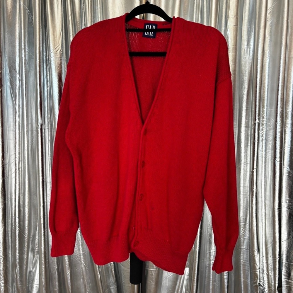 GAP Red Knit Button Up Cardigan Sweater